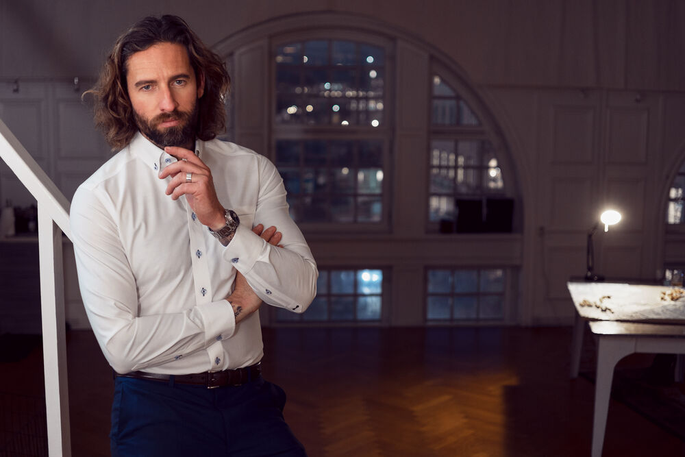 RB121 Oxford Stretch Slim från J.Harvest & Frost